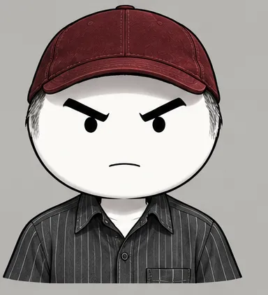 Retrato do homem de boné vinho e camisa listrada, cara fechada